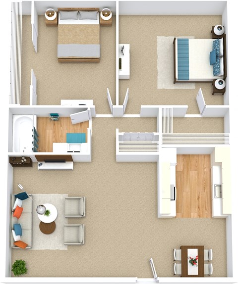 Floor plan for 2 beds, 1 bath, 825 sqft